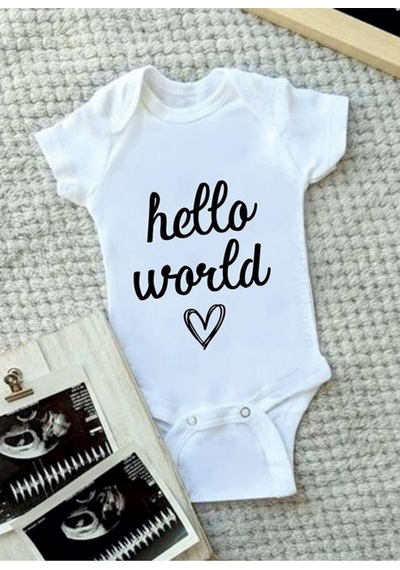 Tuğbababy Baby Hello World Zıbın Kız Erkek Beyaz
