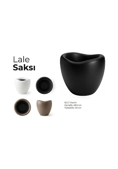 Omnipazar So-lle Lale Saksı Dekoratif Modern Plastik İç Kovalı 52 Litre Siyah