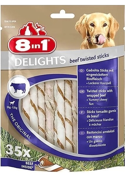 8in1 Delights Biftekli Köpek Ödül Çubuğu 1 Adet 35x190 Gr