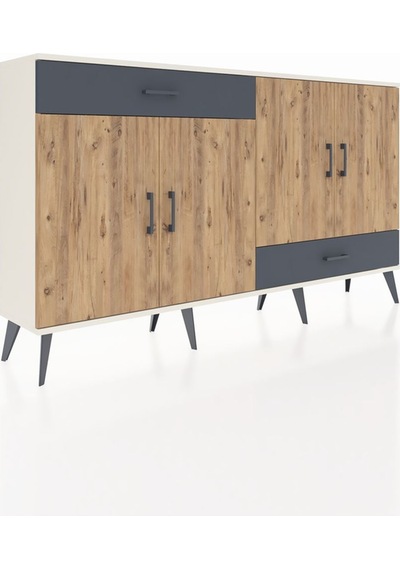 Arges Konsol 5 Raflı 2 Çekmeceli 4 Kapaklı 176x30x99 Aytaşı-çam/a Aytaşı-çam/antrasit