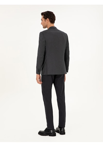 Cacharel Siyah Slim Fit Pamuk Karışımlı Kanvas Pantolon