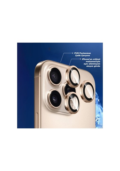 Sapphire Apple iPhone 14 Pro / 14 Pro Max Uyumlu 9 Mohs %99.99  Safir Renkli Kamera Lens Koruyucu