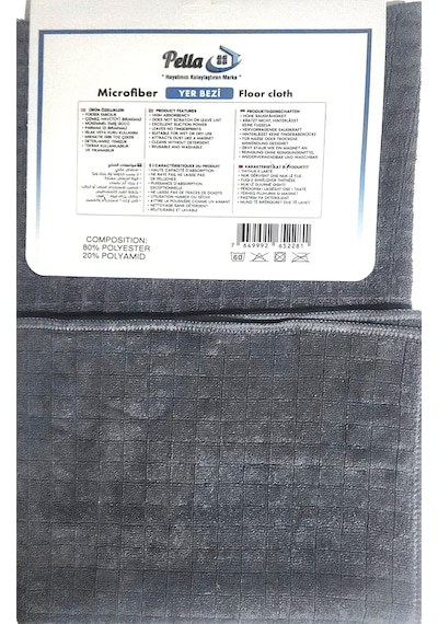 Pella Tekli Mikrofiber Yer Bezi Mavi,gri,füme