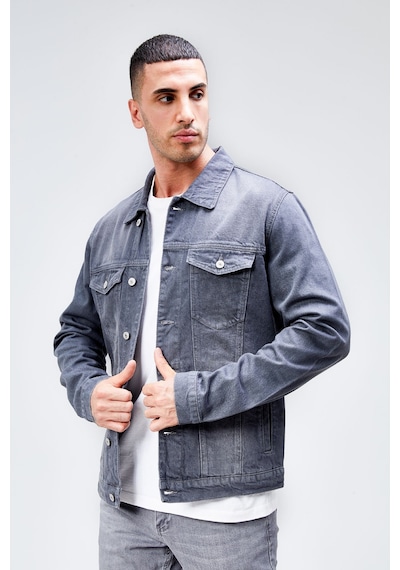 HLT Jeans Erkek Gri Jean Denim Standart Kalıp %100 Pamuk Cepli Düğmeli Kot Ceket Hlthe042153 Gri