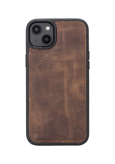 Apple iPhone 14 Plus Uyumlu Deri Cüzdanlı Kılıf Mwwn G2 Kahve Çok Renkli