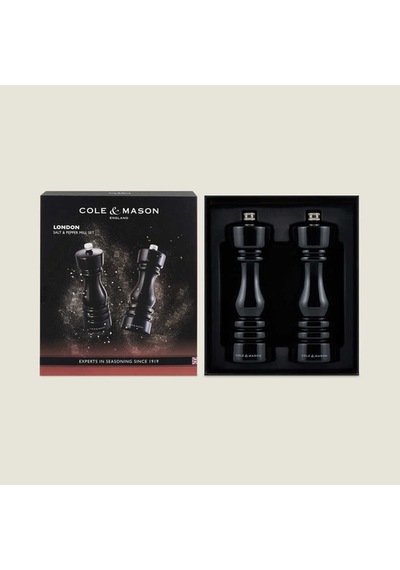 Cole & Mason H233098 London Parlak Siyah Tuz Ve Biber Değirmenleri 180mm Çok Renkli