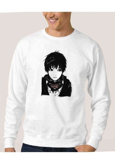 Anime Tokyo Ghoul Anteiku Baskılı Beyaz Erkek Örme Sweatshirt (530944550)