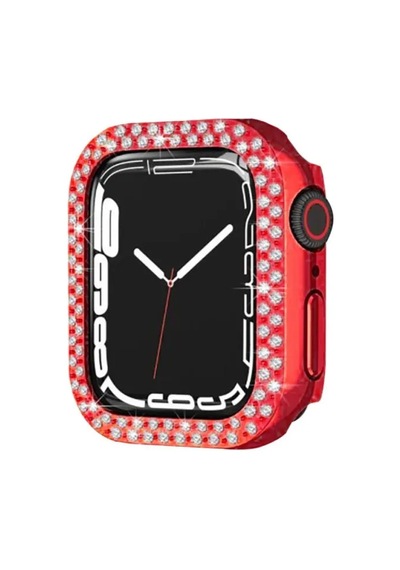 Jenerik Apple Uyumlu Watch 42mm Taşlı Kasa - Kırmızı