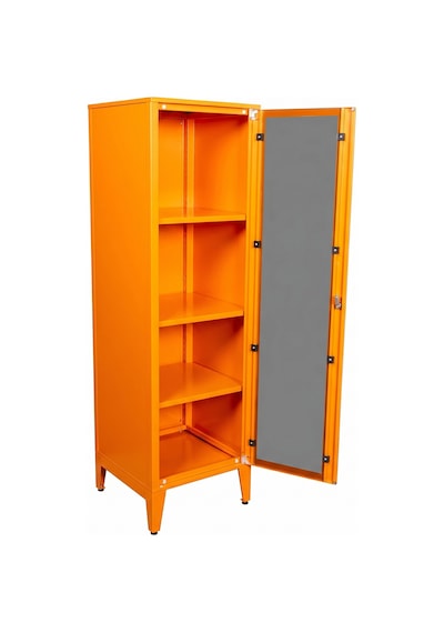 Alfafonet Ziglat Serisi Kilitli Metal Home Office Dolabı Cam Kapaklı Turuncu Ral 2004 450x1500x450 Mm