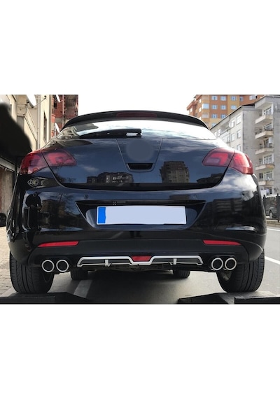 Oto H.i.t. Opel Astra J Hatchback Uyumlu Body Kit Difüzör 4 Çıkış Gri Yuvarlak