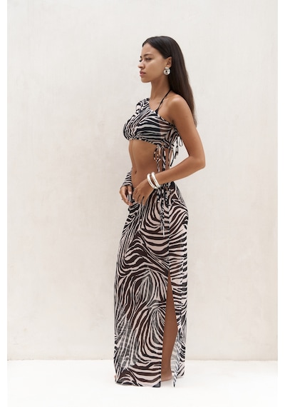 Mai Collection Mai Studios Co. Efthimos Tek Omuz Siyah Crop Etek Takım Siyah