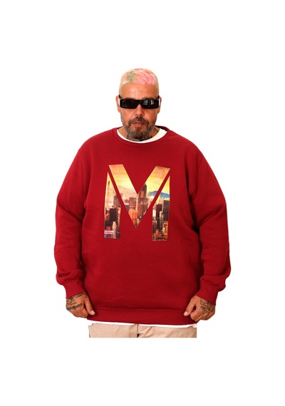 Mode Xl Büyük Beden Erkek Sweat Bisiklet M U25807 Bordo