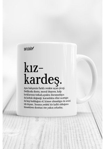 Kız Kardeş 3 Kupa Bardak Beyaz
