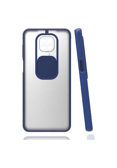 Ekılıf - Xiaomi Redmi Note 9 Pro Uyumlu - Kılıf Slayt Sürgülü Arkası Buzlu Lensi Kapak - Lacivert