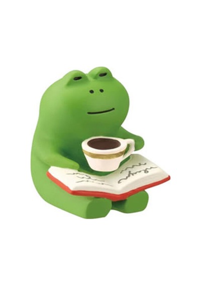 Kitap Okuyan Kurbağa Mini Figür