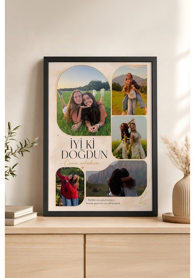 Kişiye Özel Doğum Günü Tablosu, Kişiselleştirilebilir Hediye Poster, Arkadaş Çerçeveli Tablo