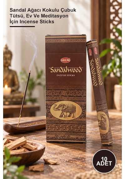 10 Adet Sandalwood Aromalı Tütsü Çubukları Sandal Ağacı Kokulu Çubuk Tütsü, Ev Ve Meditasyon İçin Incense Sticks