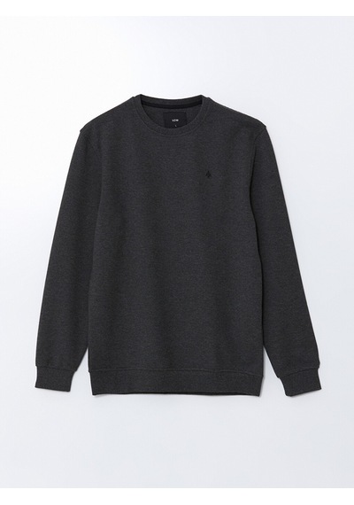 Lcwaıkıkı Classic Antrasit Bisiklet Yaka Uzun Kollu Baskılı Erkek Sweatshirt