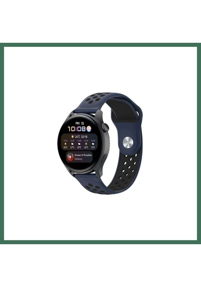 En-cag Watch 20mm Uyumlu Spor Delikli Kordon - Lacivert-siyah Bss