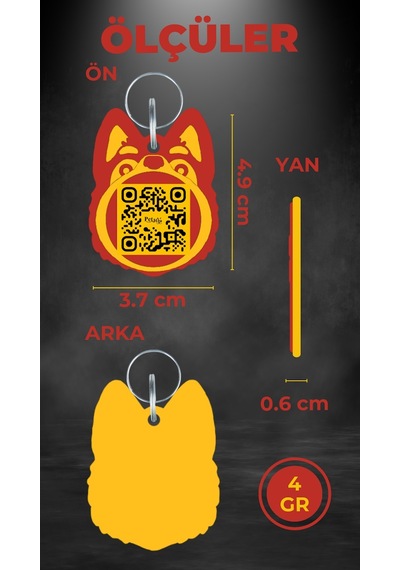 Petjoo 24.Proteo Sarı-Kırmızı Qr'lı Köpek Künyesi