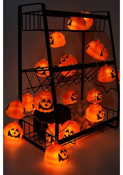 Beysüs Cadılar Bayramı Halloween Pilli Balkabağı Led 12 Li Turuncu