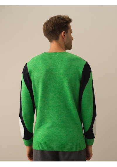 Xint Yeşil Regular Fit Bisiklet Yaka Kazak 801755