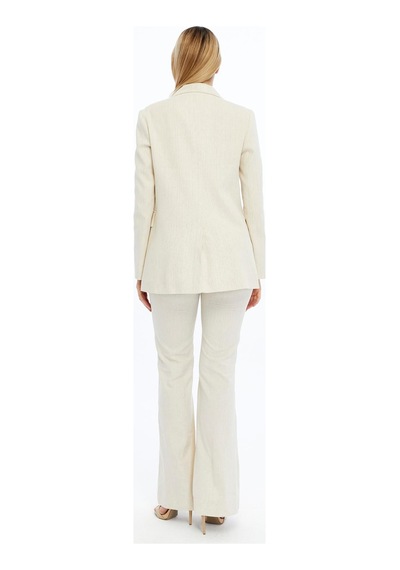 Selectmoda Kadın Keten Blazer Ceket Krem