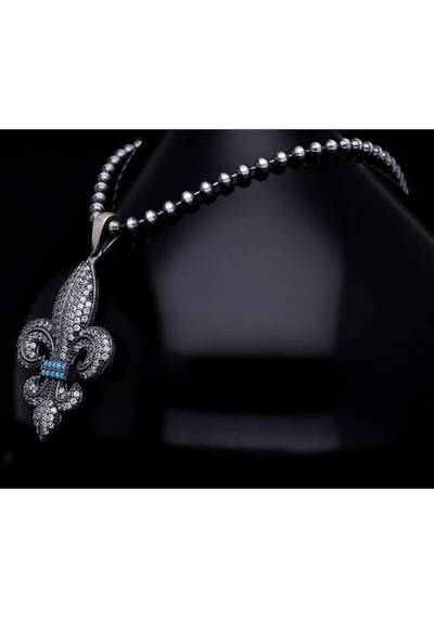 Vog Oksitli Fleur De Lis Zirconia Taşlı 925 Ayar Gümüş Sevgiliye Eşe Babaya Hediye Kolye