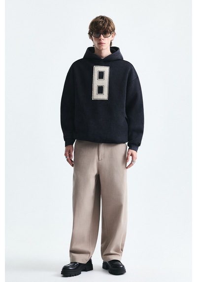 Vamos Numara Baskılı Oversize Sweatshirt Siyah