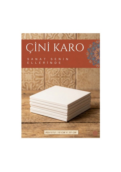 6'lı Set 10x10 Cm Ham Çini Karo Bisküvisi
