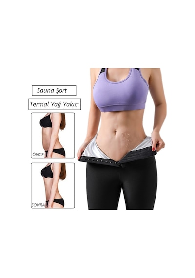 Mistirik Sauna-şort Model Yüksek Bel Agraflı Sauna Termal Toparlayıcı Ve Sıkılaştırıcı Korseli Şort Siyah
