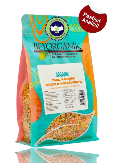 Beyorganik Pestisit ve Aflatoksin Analizli Organik Maş fasulyeli Karabuğdaylı Çorbalık Tahıl Karışımı 440 G