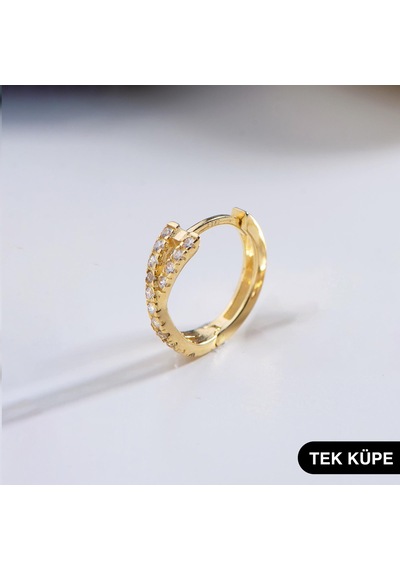 Goldkupe 14 Ayar Taşlı Tek Halka Altın Küpe 0,78 Gr-6317