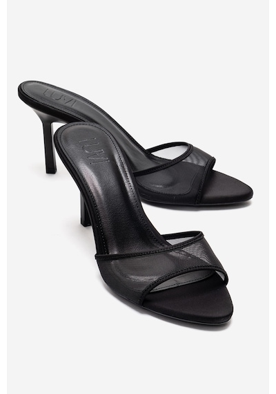 Luvishoes Monroe Siyah File Detaylı Kadın İnce Topuklu Terlik