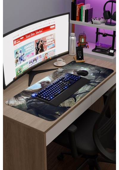 Monster Hunter: World Dikişli Kauçuk Oyuncu Mousepad V2 - 90x40 Xxl Gaming Mouse Pad