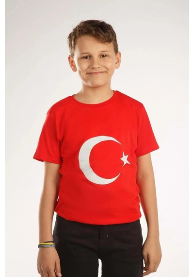 Dode Flora Çocuk Ay Yıldız Hilal Baskılı Tişört Beyaz