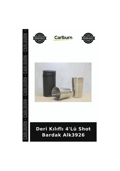 Özel Üretim Set Bar Sunum Aksesuar Deri Kılıflı 4'lü Shot Bardak Alk3926