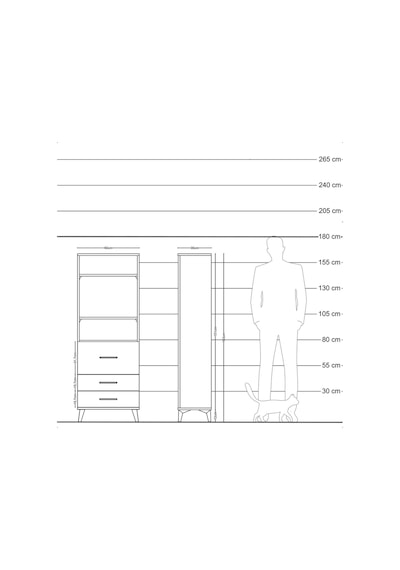 Arges Dolap 3 Raflı 3 Çekmeceli 60x30x163 Aytaşı-antrasit Aytaşı