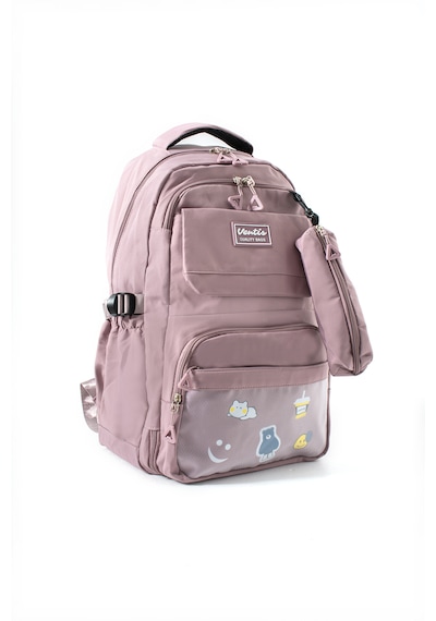 Ventis Qualty Okul Çantası Su Geçirmez Klinkır Kumaş Unisex Sırt Çantası Model 7d Pudra Pembe