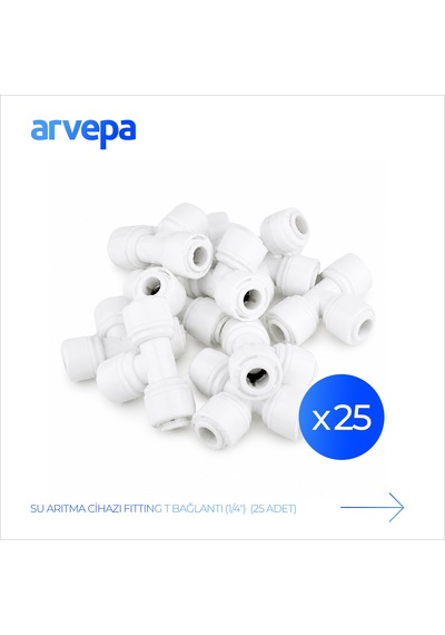 Arvepa Su Arıtma Cihazı 1/4" T Bağlantı 25 Adet - Geçmeli (Quick) Bağlantı