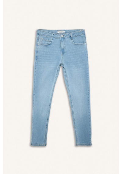 Defacto Carlo Skinny Fit Ekstra Dar Kalıp Normal Bel Ekstra Dar Paça Jean Pantolon D0025AX26SP Mavi