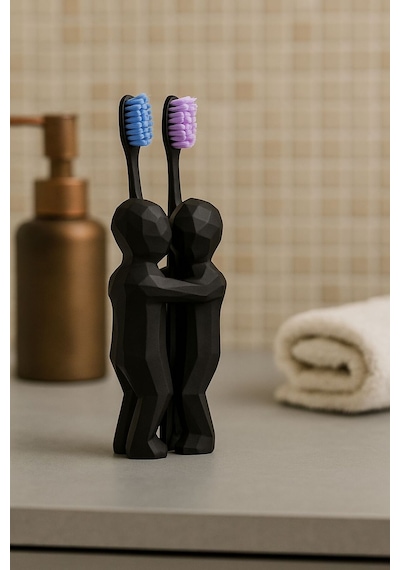 3d Hediye Çiftler İçin Diş Fırçalığı Minimalist Banyo Aksesuarı Geri Dönüştürülmüş Pla 13 X 9 Cm