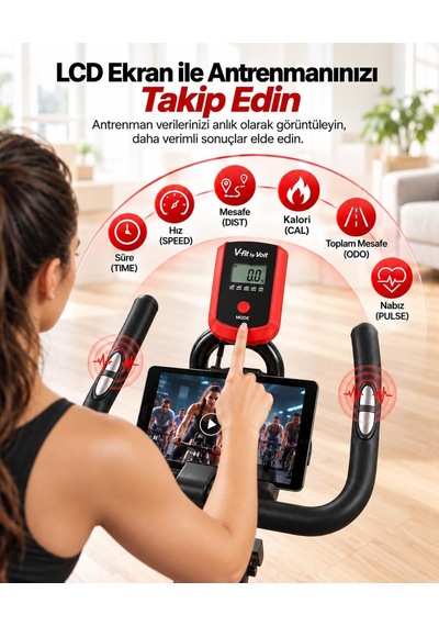 Vfit V-fit By Sb100 Pro Spin Bike Kondisyon Bisikleti Nabız Ölçerli, Direnci Ayarlanabilir Suluk Hediyeli