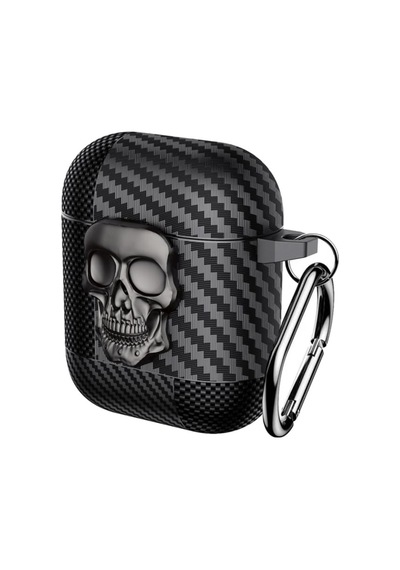 Apple Airpods 2/1. Nesil Kılıf Güvenli Kilitli Kuru Kafa Karbon Koyu Gri