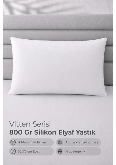 Vitten Serisi %100 Silikon Elyaf Dolgu Yastık - Otel Tipi 800 Gr 1 Adet Beyaz