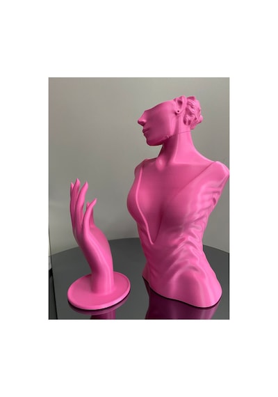 Pembe Renk Dekoratif Takı Mankeni Ve El 2'li Set Takı Teşhir Standı 30 Ve 18 Cm Takı Organizeri Küpe