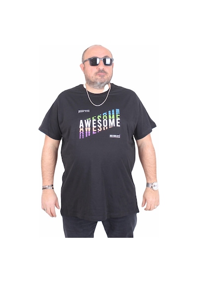 Moc Grande Mocgrande Erkek Büyük Beden Sıfır Yaka Tişört Awesome 25164 Sıyah Siyah