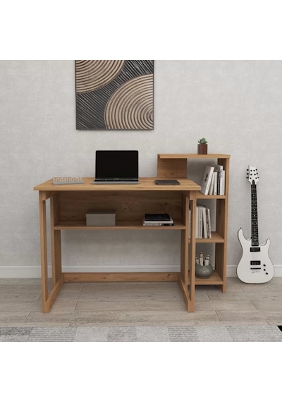 Reyo Home Enda Saye 5 Raflı Kitaplıklı Çalışma Masası Atlantikçam Atlantik Çam