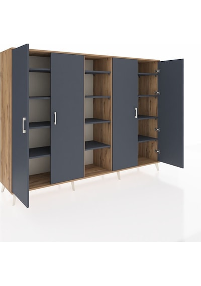 Hyperion Dolap 12 Raflı 4 Kapaklı 220x44x163 Çam-antrasit Çam-antrasit