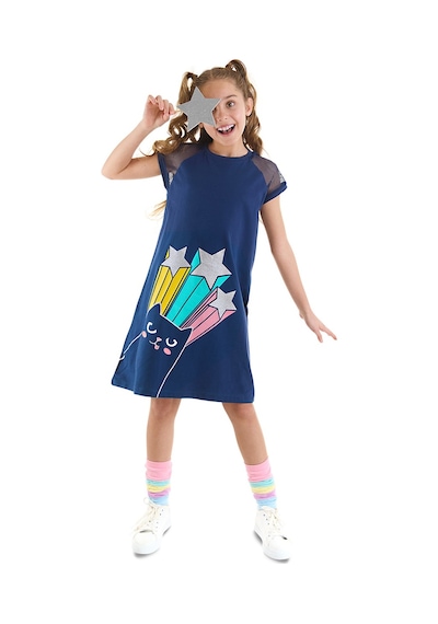 Denokids Mshb&g Bilmiş Kedi Kız Çocuk Lacivert Elbise Lacivert